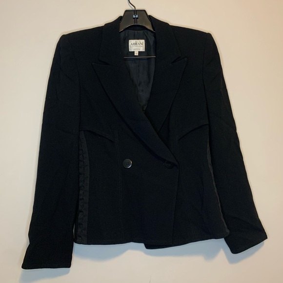 Armani Collezioni Women’s Black Suit Set Skirt & Blazer lightweight Wool Size 8 - Picture 2 of 14